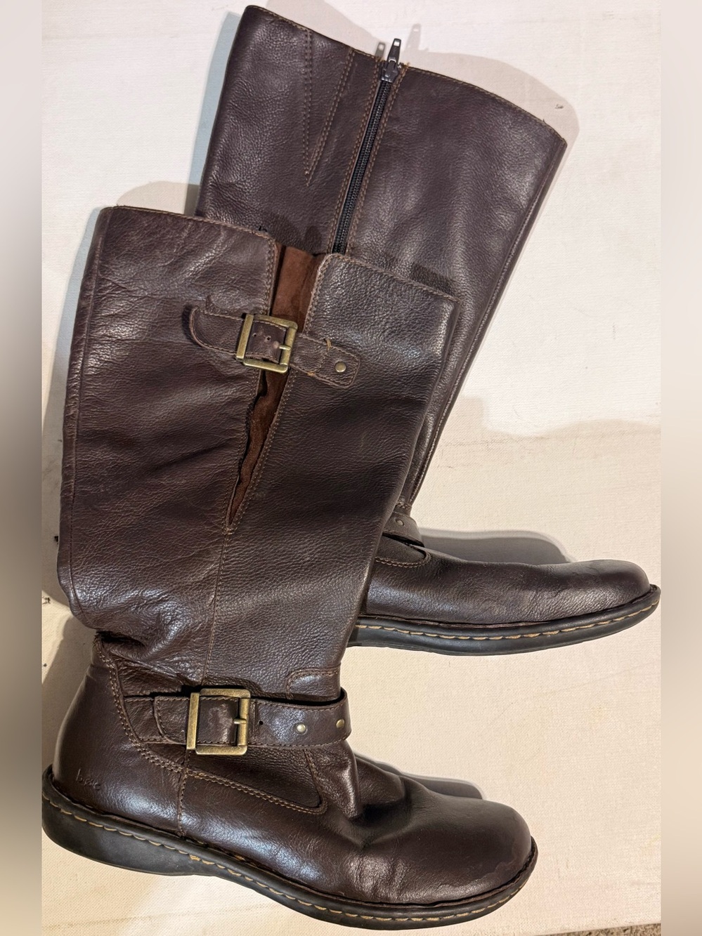boc by Born Concept Austin Dark Brown Leather Mid-Calf Riding Boots Size-10